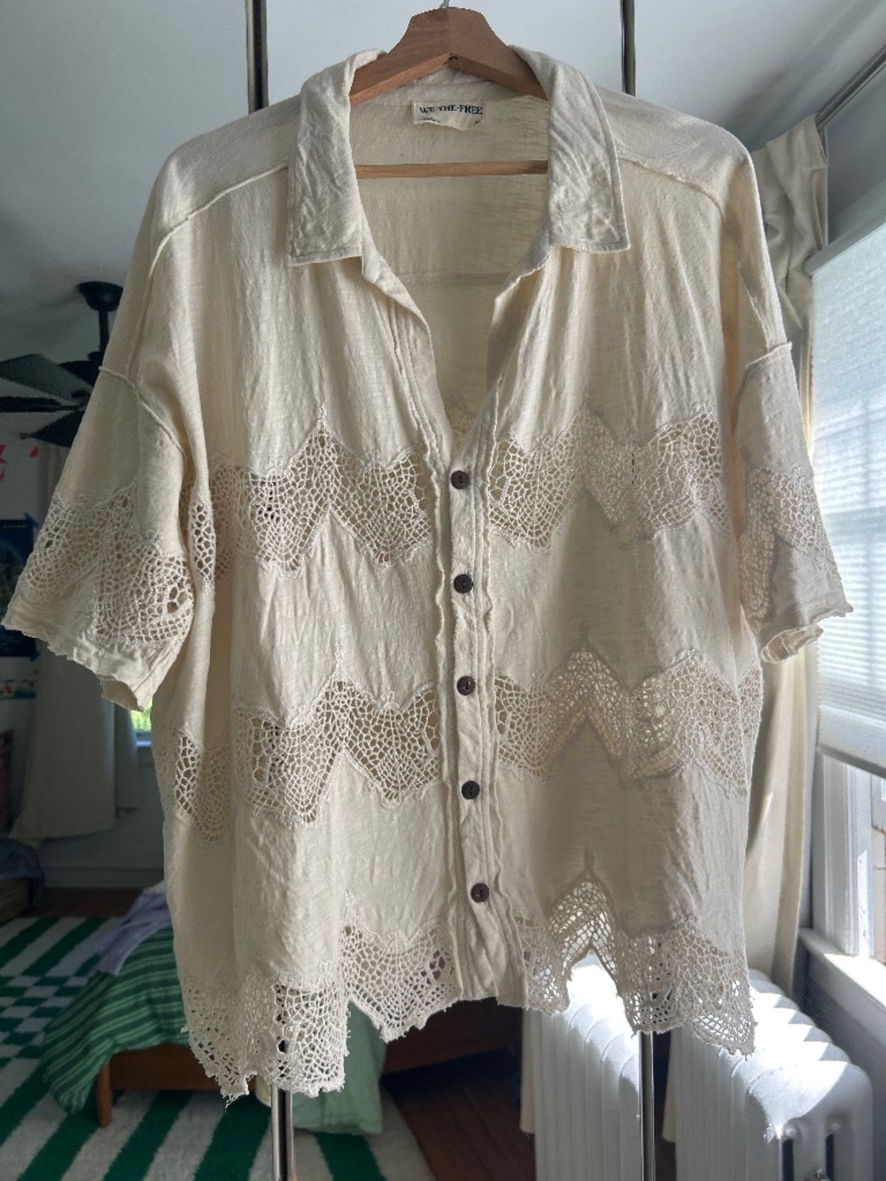 Free People Cream Lace Top